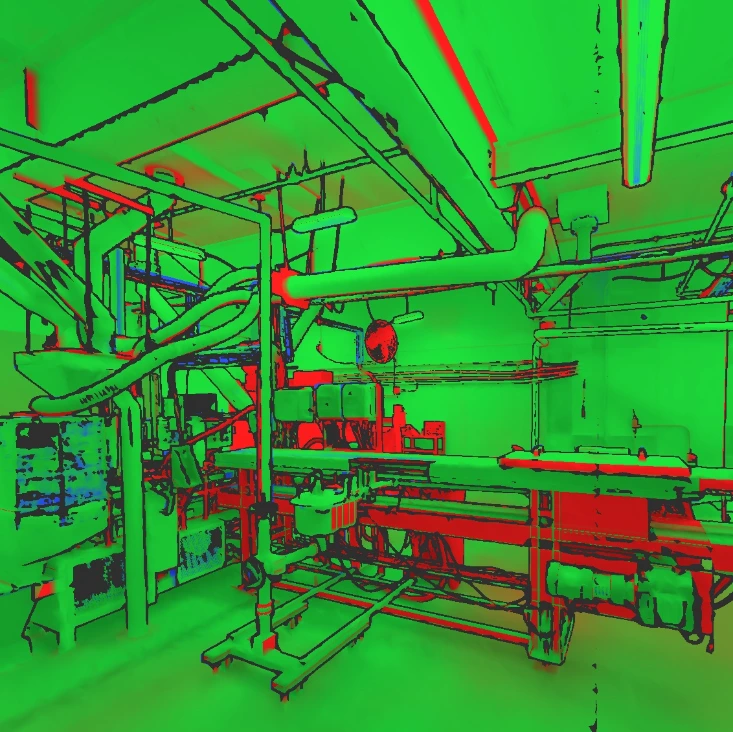 Deviation analysis comparing laser scan to BIM model