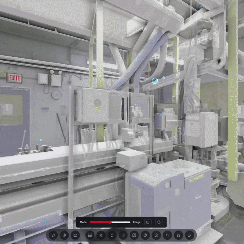 Scan positions inside a facility digital twin